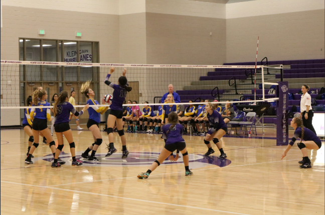 The Volleyball going against the opposing team at one of Klein Cains gyms.