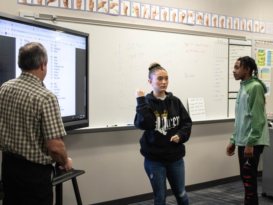 Students practicing ASL in Mr. Plohocky's class.