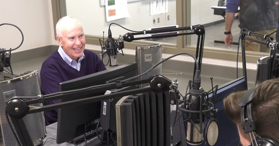 Former Klein ISD Superintendent Dr. Jim Cain during an interview with Klen Cain High Schools podcast station, The Tempest. Photo courtesy of The Tempest Radio & Podcast.