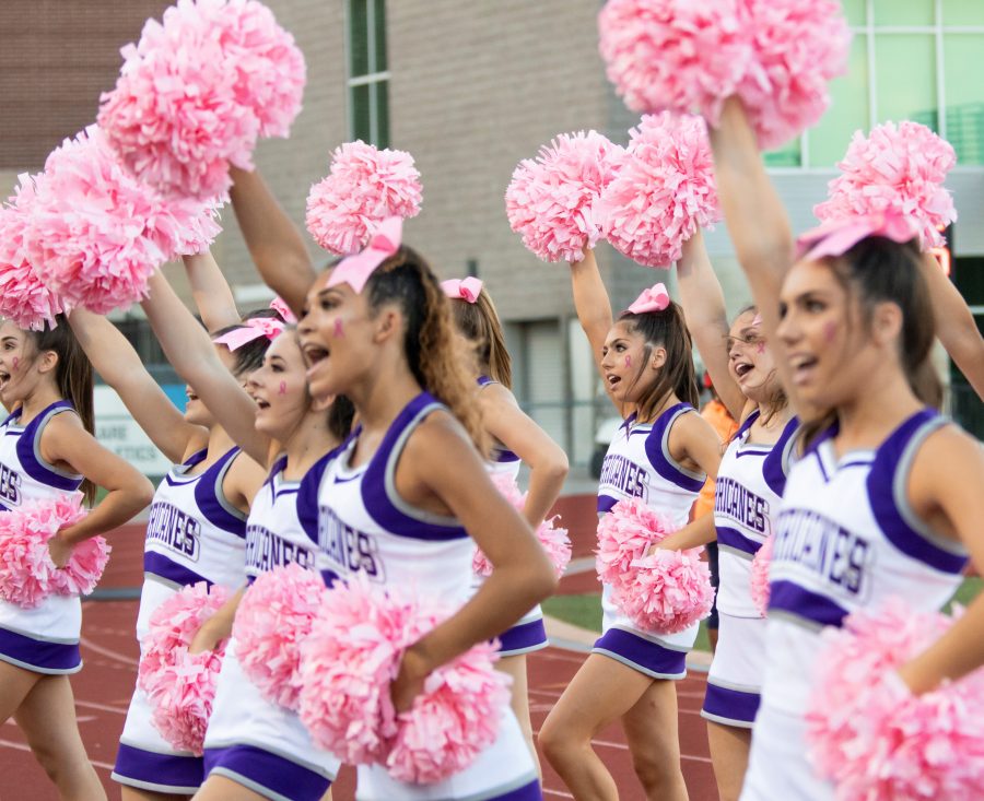 Cheer team cheers at The Woodlands High School. Photo by: Charlotte Gottfried