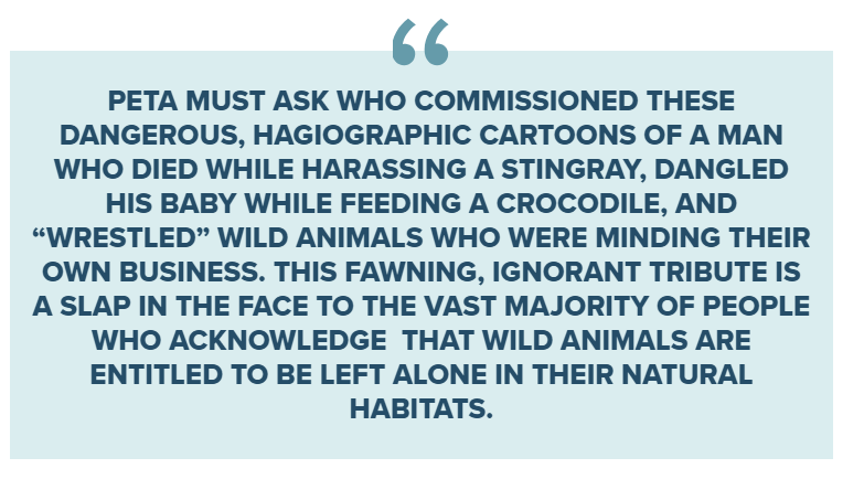PETA's official statement in response to criticism received from the Steve Irwin tweet.