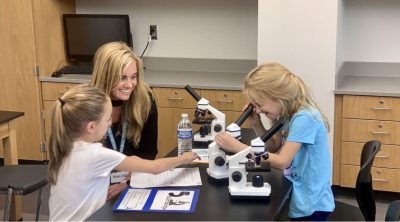 McGown collaborating with students during one of her tours. She stopped by Krimmel Intermediate and Mahaffey Elementary on August 22. Photo courtesy of Jenny McGown's Instagram.