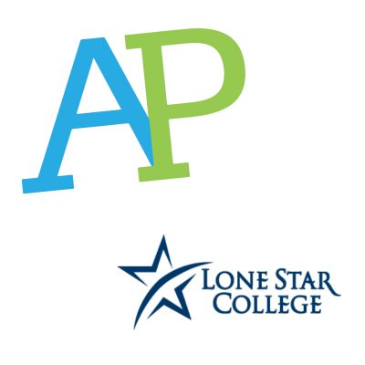 An image of the AP logo and Lone Star logo. College credit.