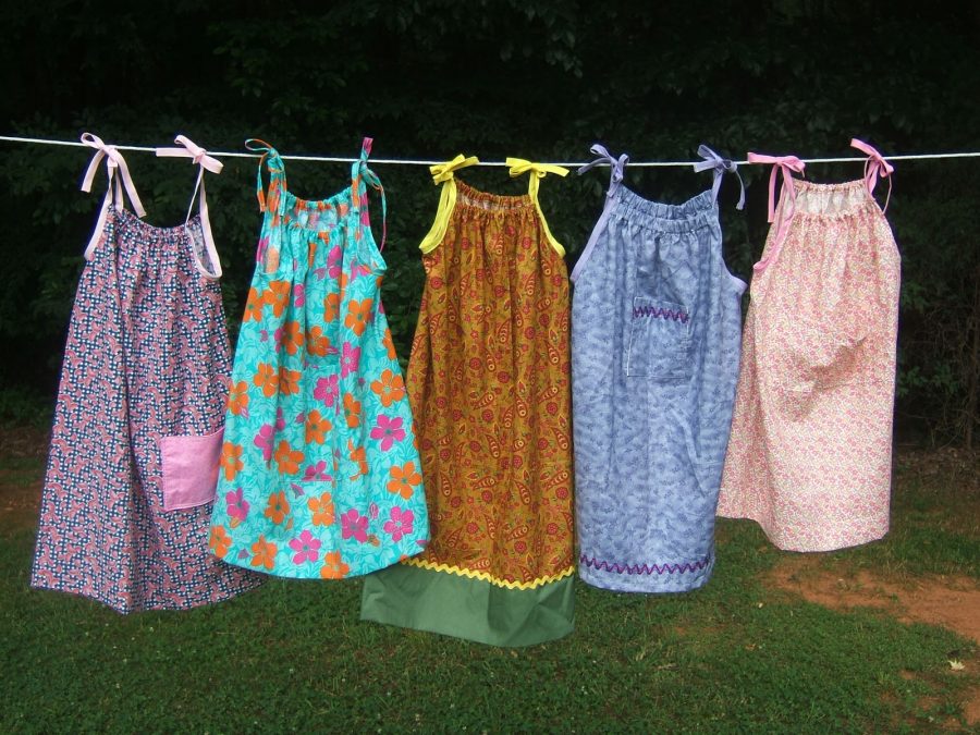 Handmade Dresses Hanging in the Wind. Photo Courtesy of Enid Public Library