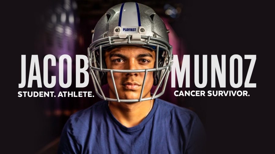 Jacob+Munoz+was+presented+with+the+Hometown+Heroes+scholarship+from+Whataburger+for+his+valiant+fight+against+cancer.+Photo+via+Whataburger.