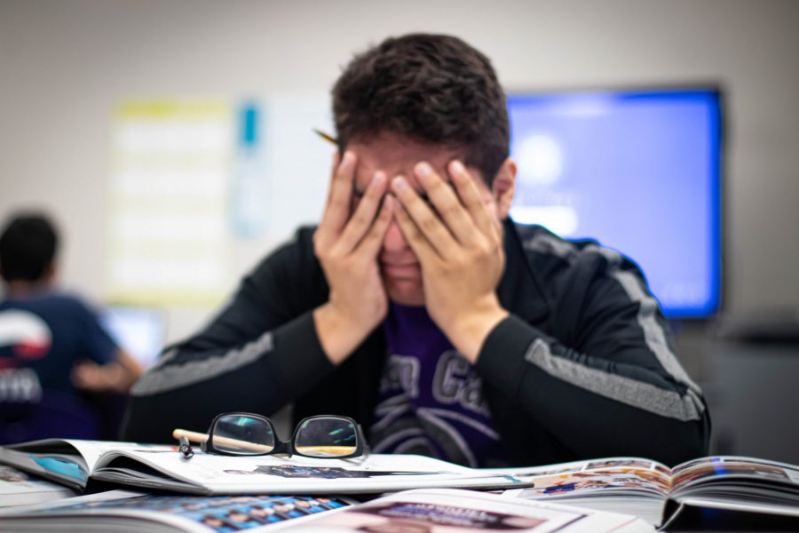 Klein Cain student getting stressed over the work load of school.