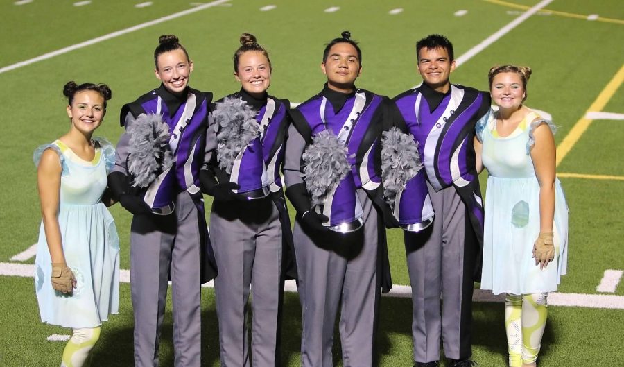 Klein Cain Band four drum majors and 2 color guard captains. Photo by Kim Yearout