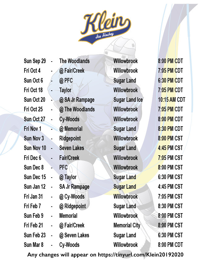 Klein Hockey Schedule. Photo credit: Travis Bell