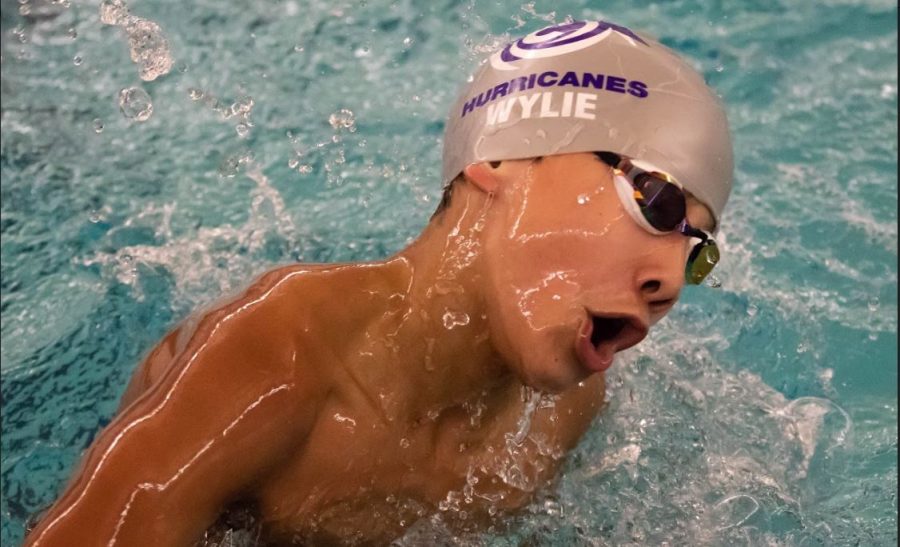 Bryson Wylie coming up for a breath of air during a swim event, Photo by: Zoe Rivers