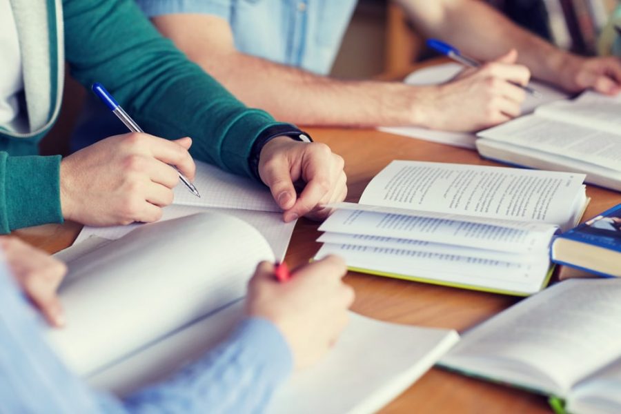 Students preparing to take the upcoming SAT test. Photo by Lev Dolgachov