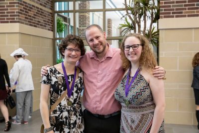 Samantha Montalbano and Terrin Bourgeois standing with their Dual Credit US History teacher, Benjamin Sullivan. He was their instructor during the 2018-19 school year. Photo by Zoe Rivers