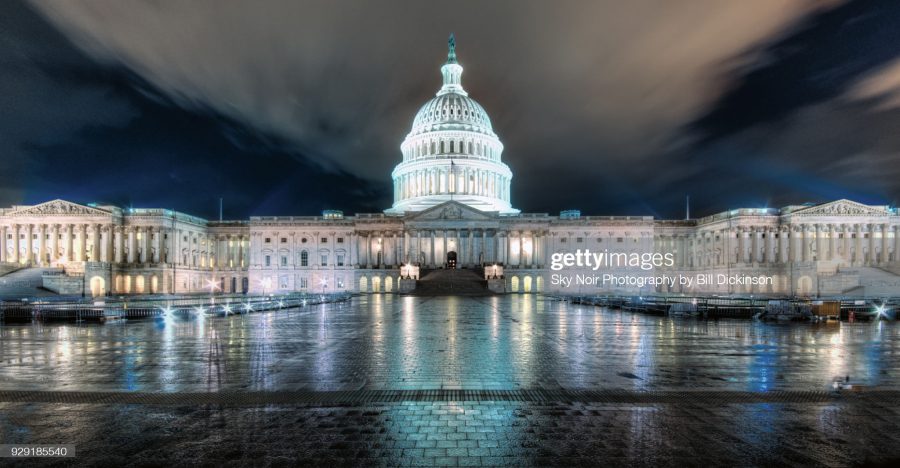 Washington DC Capitol building captured at night