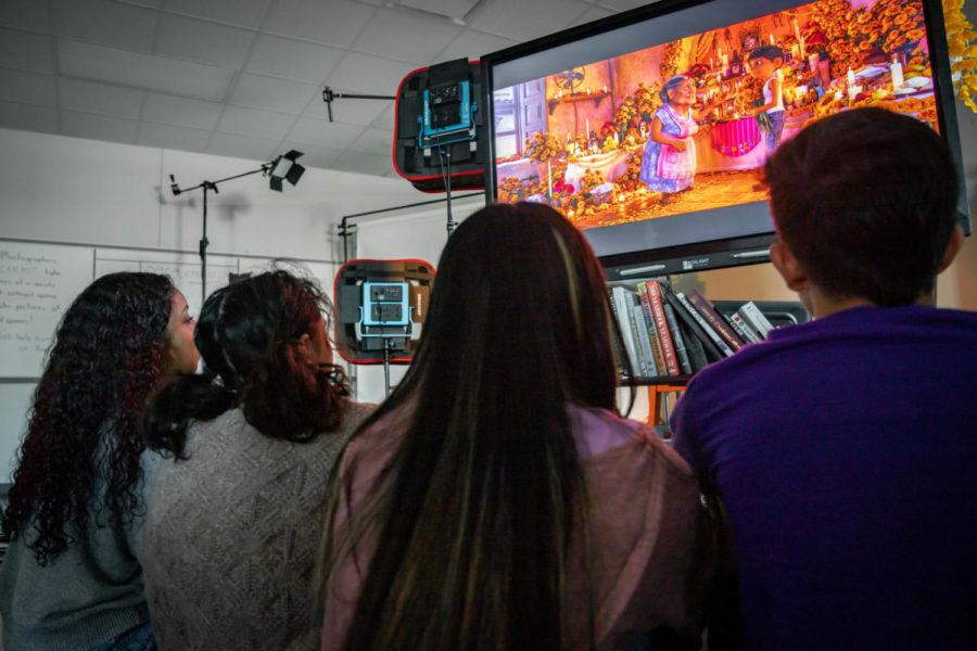 Hispanic students watch Disney's Coco, a film with an entirely latino cast. Photo by JAcob Elbert