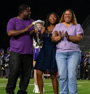 Xaniyah Jackson as she is announced as the 2022 Klein Cain Homecoming Queen. Photo by Mason McMasters.